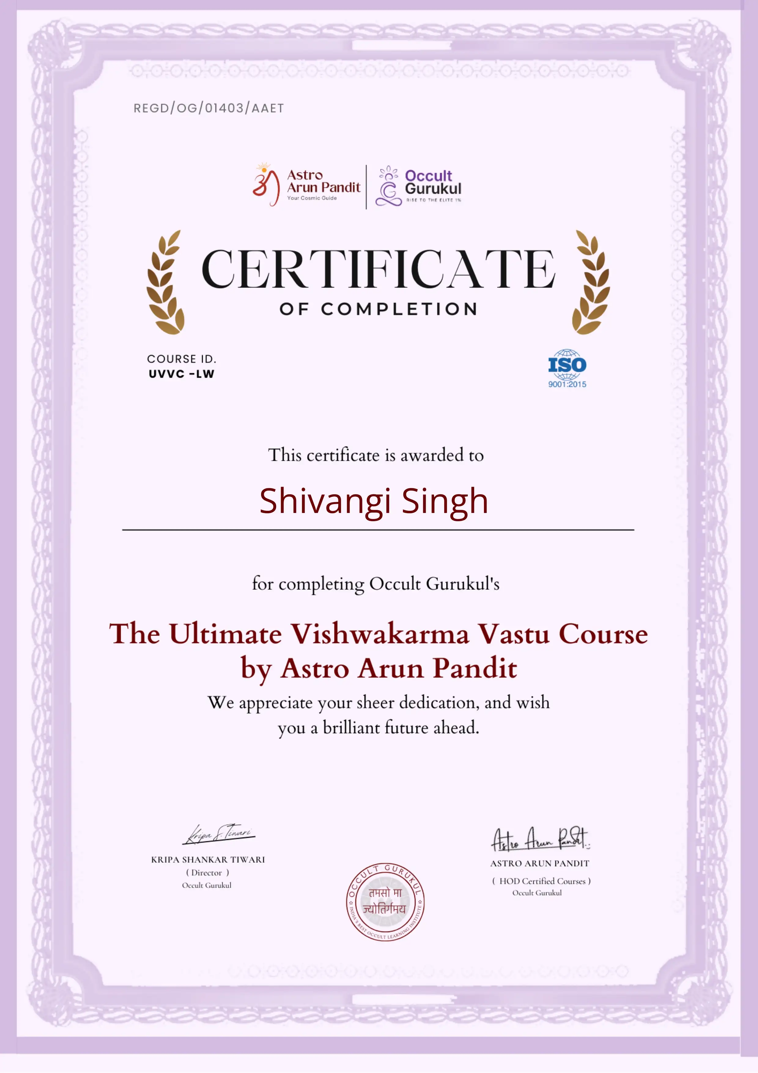Vastu Shastra Consultant Certification