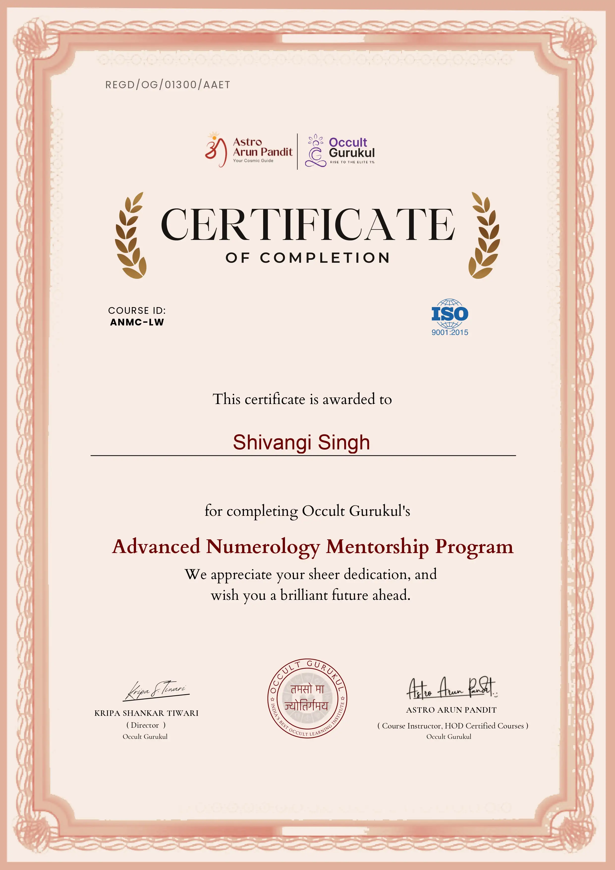 Vedic & Chaldean Numerology Certification
